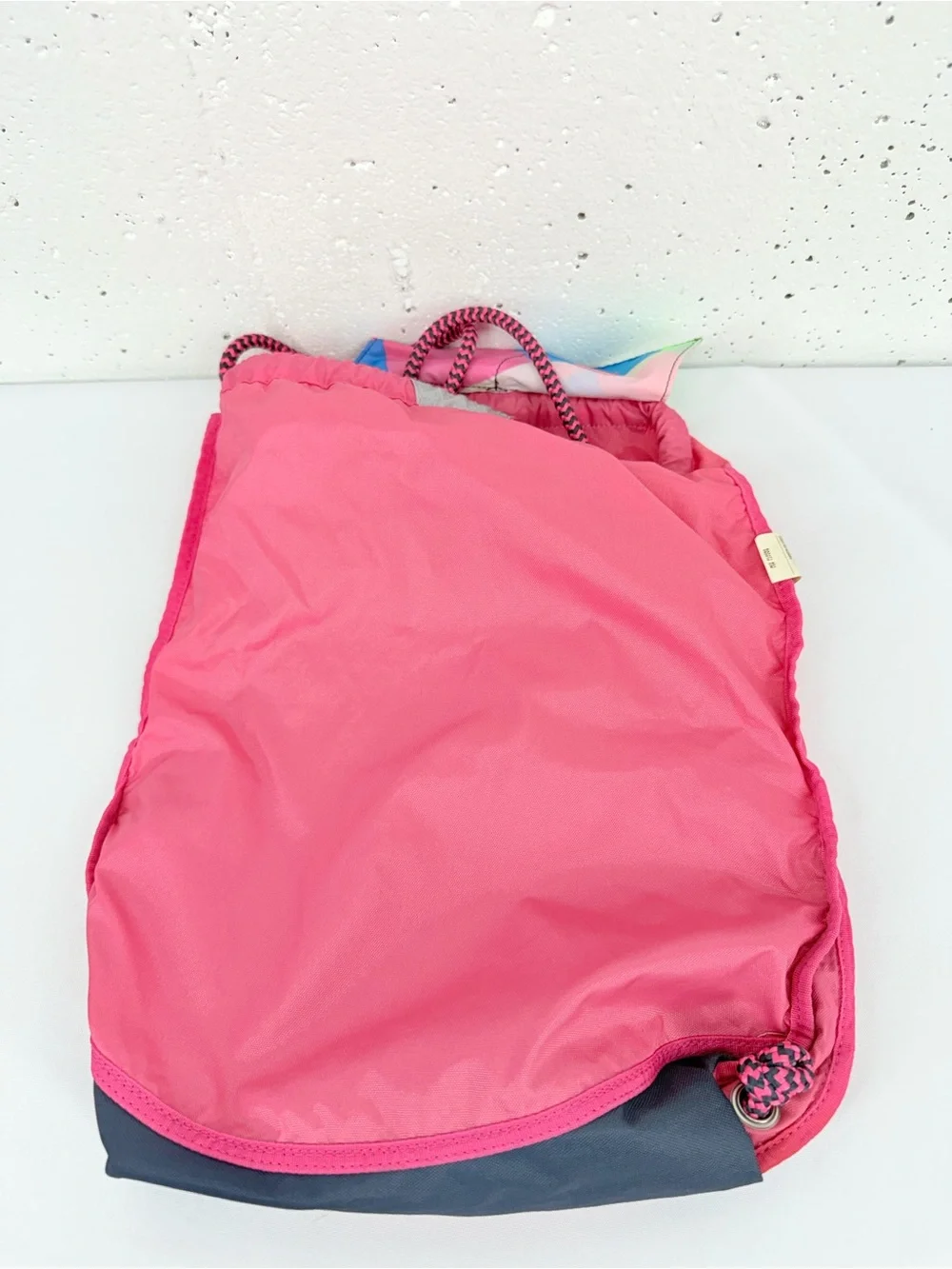 Nike Pink & Gray Colorblock Drawstring Gym Bag